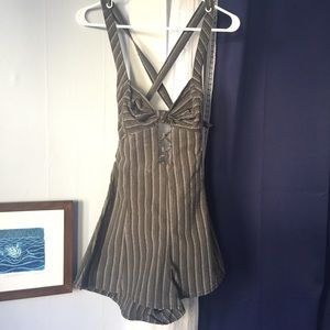 Free People green striped Romper